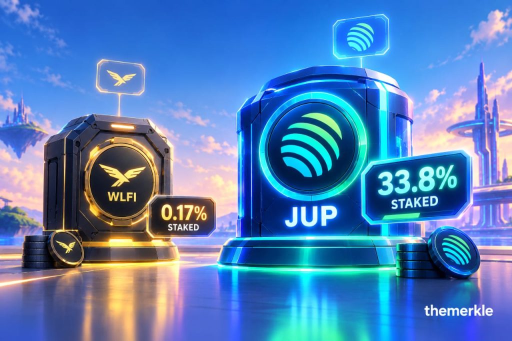 WLFI Staking Locks 54.18 Million Tokens in Its First Two Weeks representing 0.17 Percent of Circulating Supply The Merkle logo
